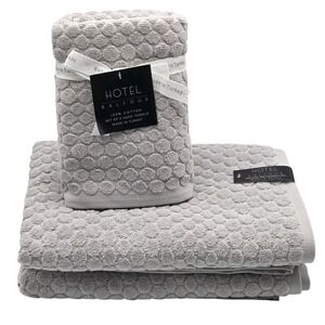 Hotel Balfour 4pc Turkish Cotton Towels Set Foggy Gray 2 Bath‎ 2 Hand Embossed